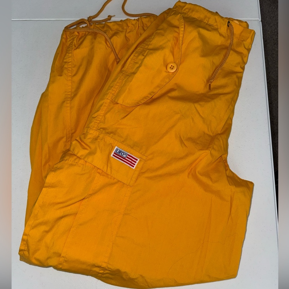 Vintage 90’s UFO  Yellow Parachute Rave Dance Pants XS